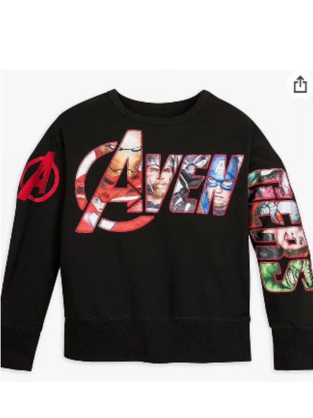NWOT DISNEY PARKS Black Marvel Avengers Sweatshirt